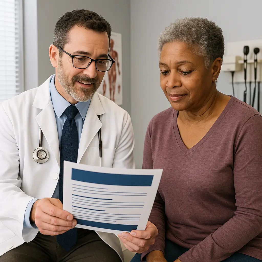 Patient reviewing treatment information with their doctor